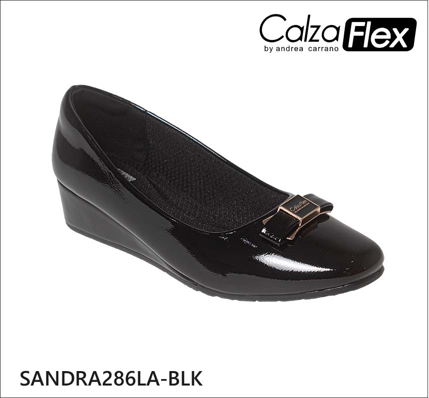 Zapatos Calzaflex Sandra Tacón de Cuña para Damas – BLACK