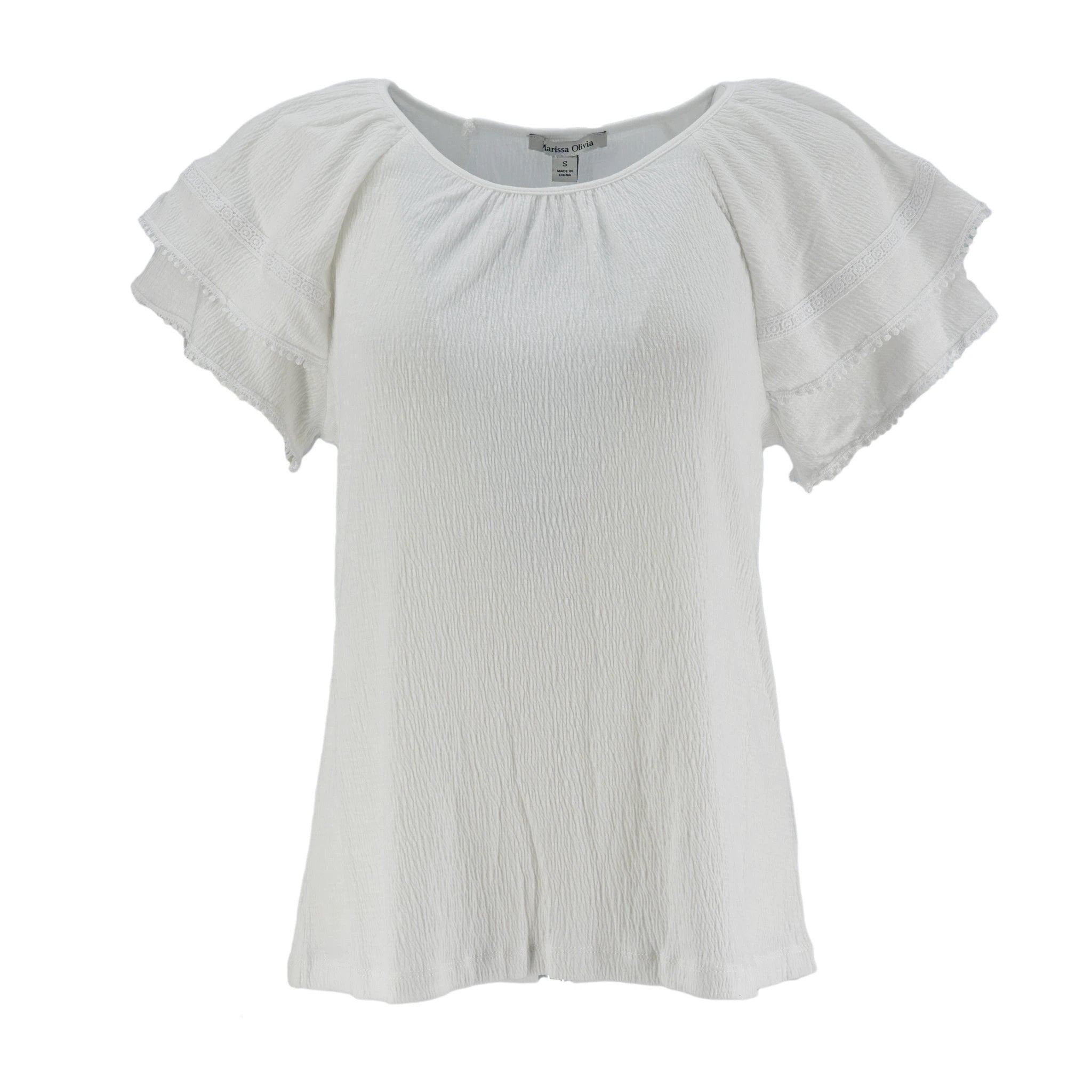 Blusa Marissa Olivia Mangas Cortas Corrugada Para Damas by Marissa Olivia