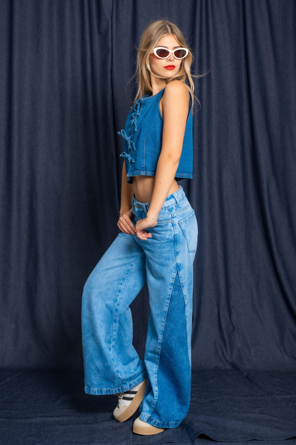 JEANS WIDE LEG CONTRASTE G-M 7624 - Kliquea