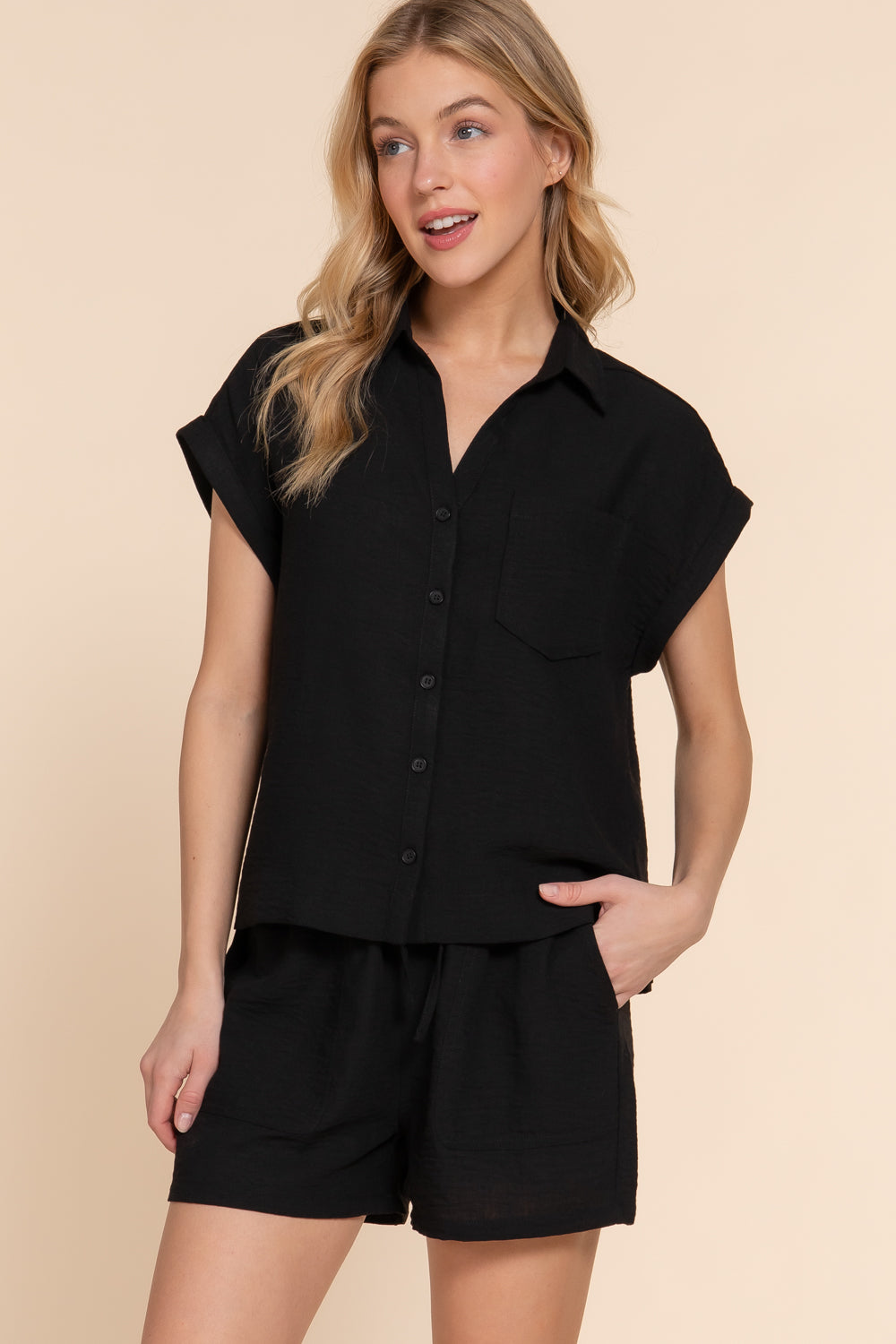 Blusa Active Basic Mangas Cortas Lisa para Damas
