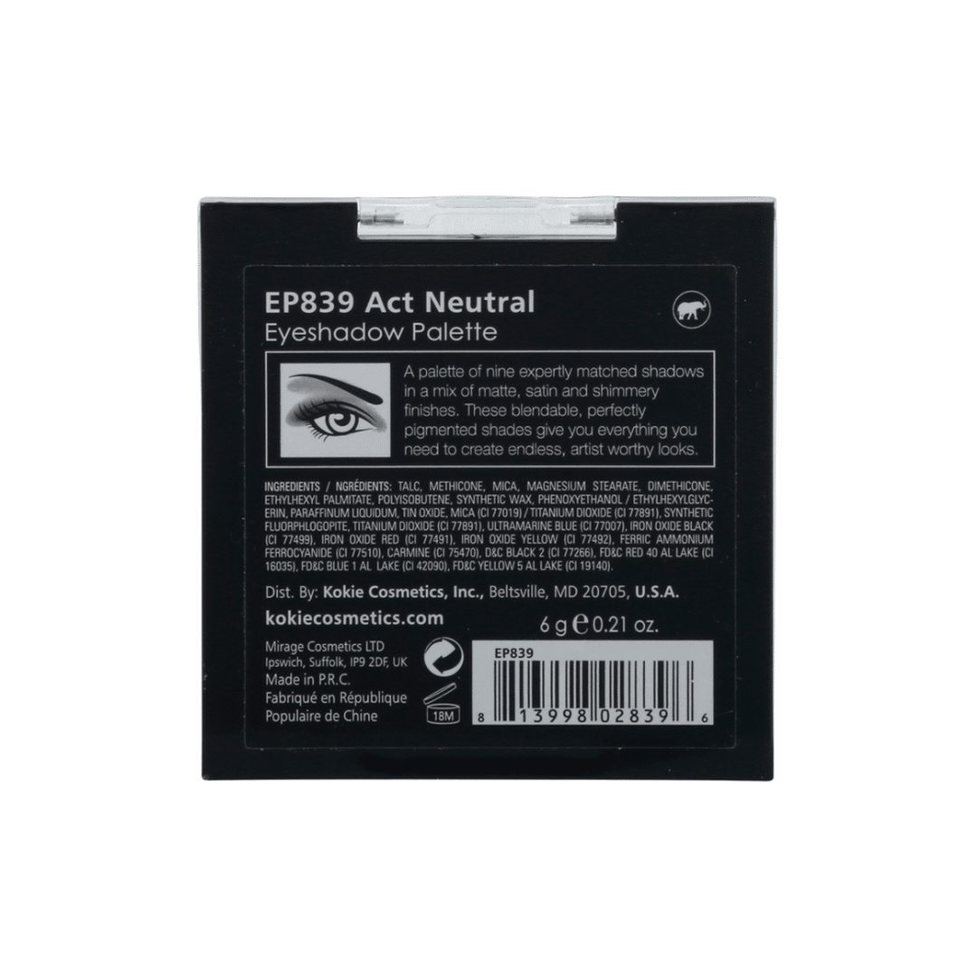 Kokie Eyeshadow Palet Act Neutral 839