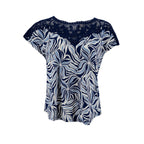 Blusa Robert Louis Mangas Cortas Estampado Encaje para Damas – BLUE/IVORY