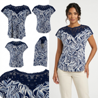 Blusa Robert Louis Mangas Cortas Estampado Encaje para Damas – vista 2