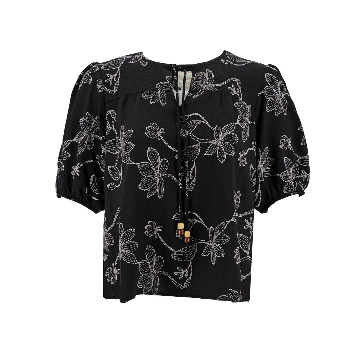 Blusa Zac & Rachel Mangas Cortas Floral para Damas – BLACK/WHITE