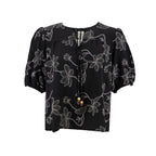 Blusa Zac & Rachel Mangas Cortas Floral para Damas – BLACK/WHITE