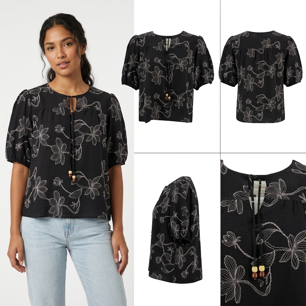 Blusa Zac & Rachel Mangas Cortas Floral para Damas – vista 2