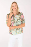 Blusa Zac & Rachel Mangas Cortas Estampada para Damas