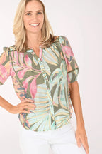 Blusa Zac & Rachel Mangas Cortas Estampada para Damas