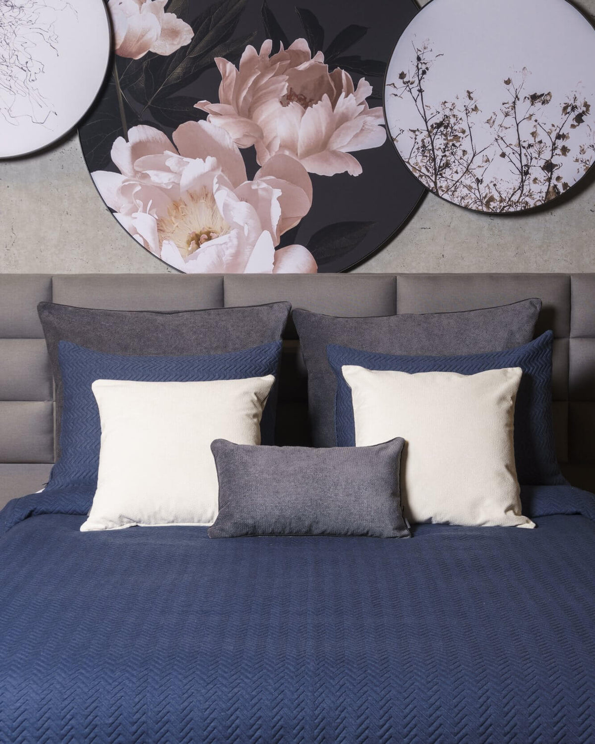 Elegant Santorini Azul Zigzag Duvet Set with a modern grainy zigzag texture, adding sophistication to your bedroom.
