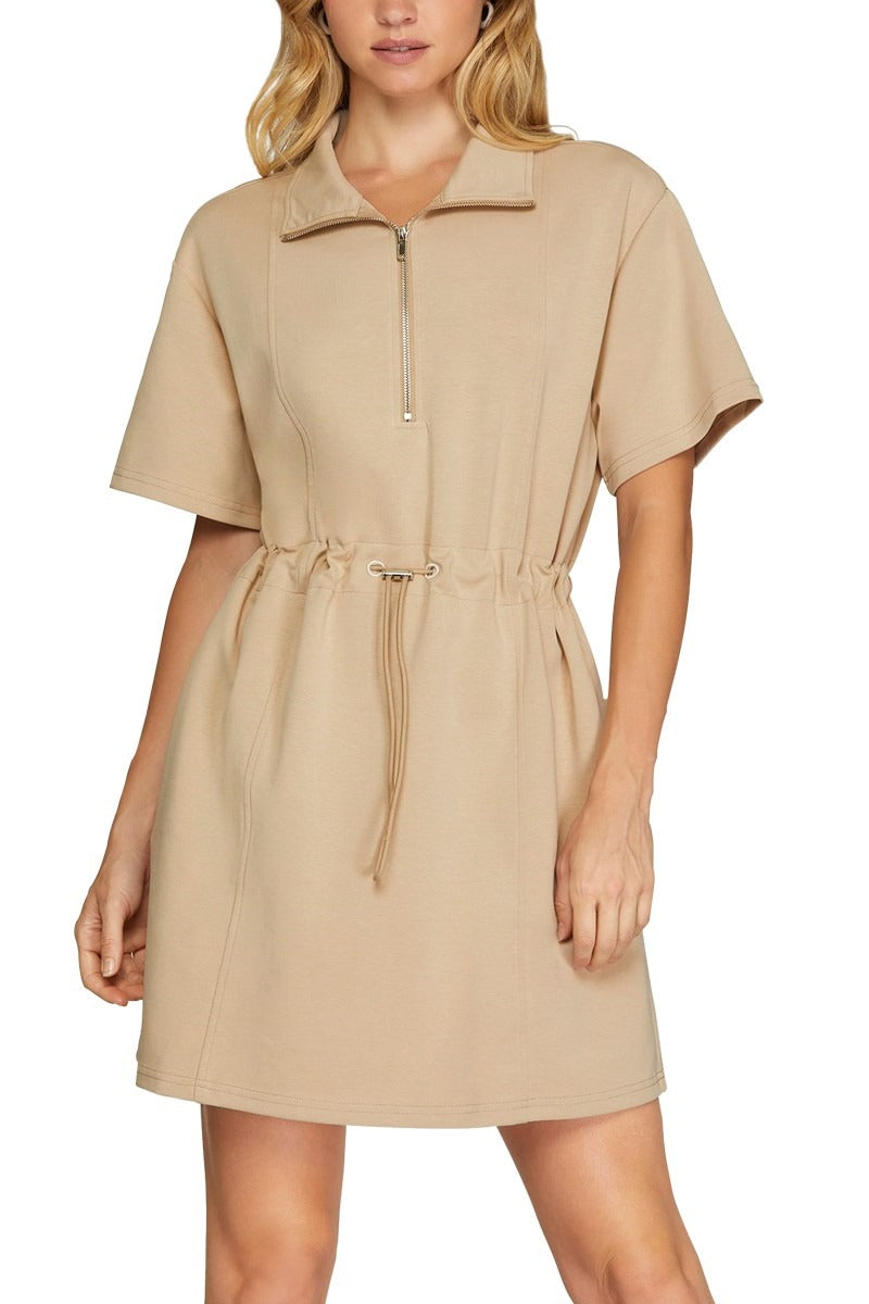 Vestido She + Sky Mangas Cortas Liso para Damas – LT.TAUPE