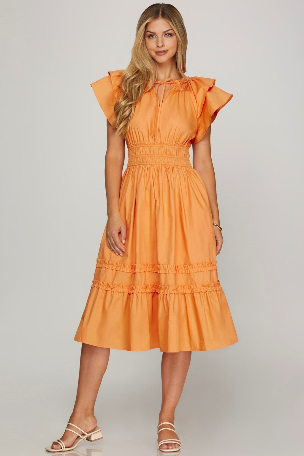 Vestido She + Sky Mangas Cortas Liso para Damas