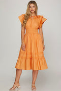 Vestido She + Sky Mangas Cortas Liso para Damas