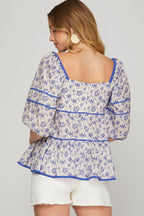 Blusa She + Sky Mangas Cortas Estampado para Damas