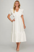 Vestido She + Sky Mangas Cortas Liso para Damas