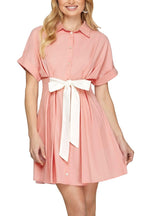 Vestido She + Sky Mangas Cortas Liso para Damas
