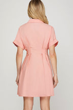 Vestido She + Sky Mangas Cortas Liso para Damas