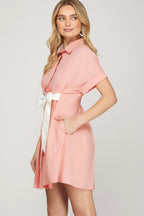 Vestido She + Sky Mangas Cortas Liso para Damas
