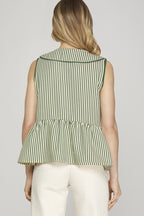 Blusa She + Sky sin Mangas Rayas para Damas