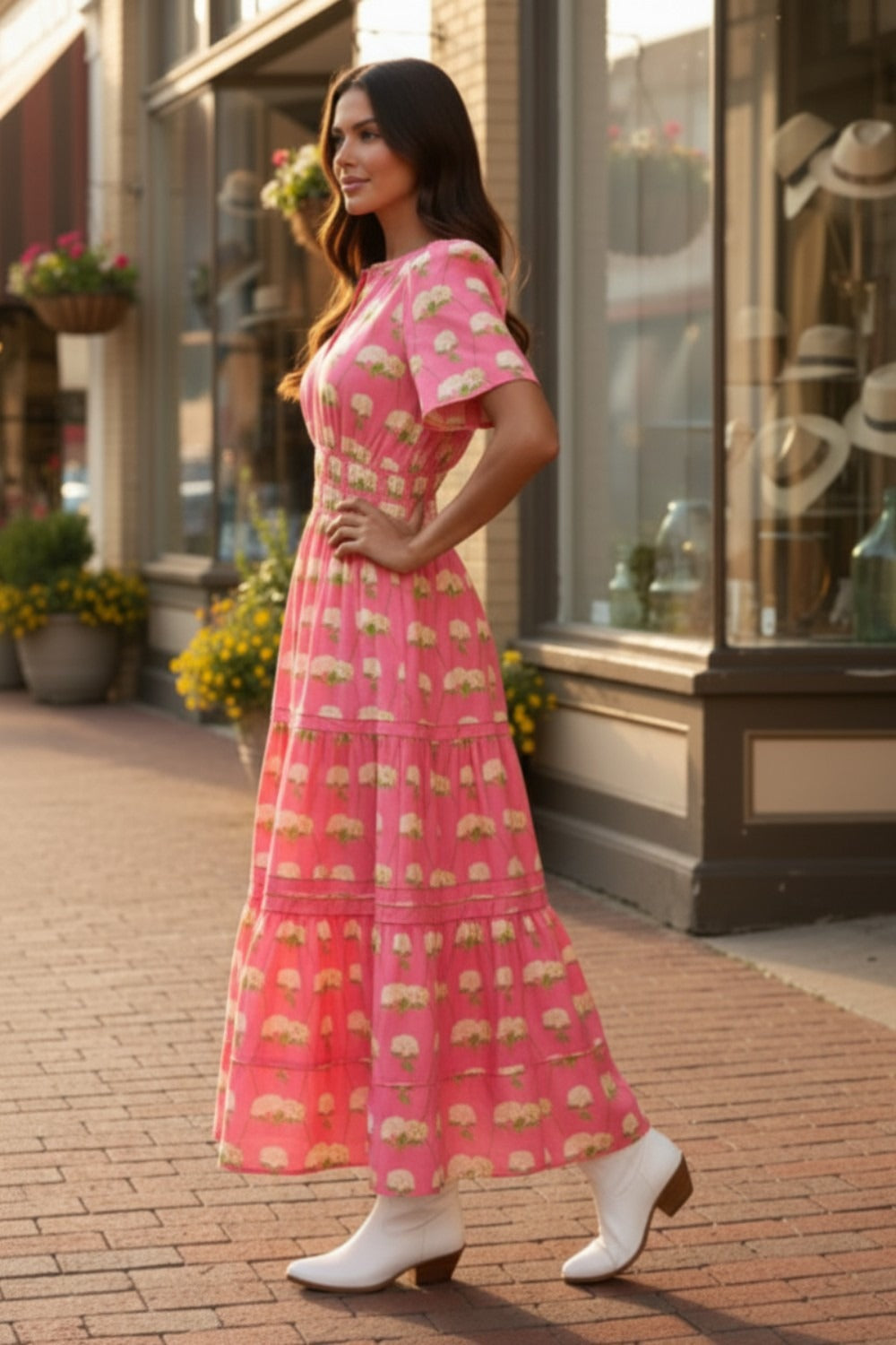 Vestido She + Sky Mangas Cortas Floral para Damas – vista 2