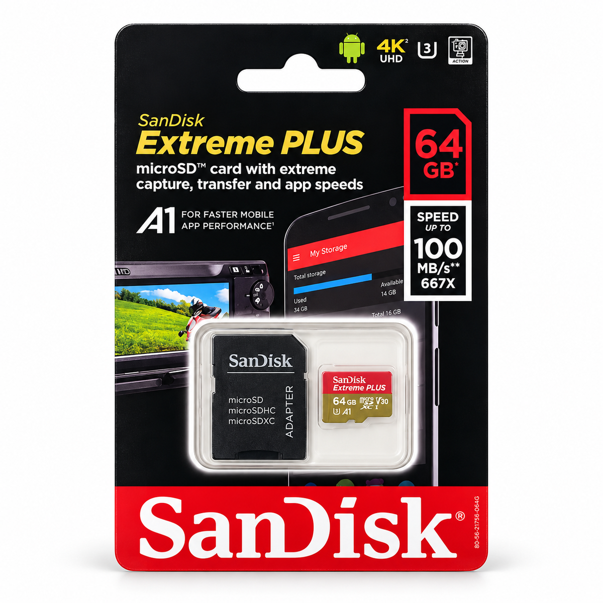 Memoria MicroSD Extreme PLUS 64GB 100MB/s UHS-I