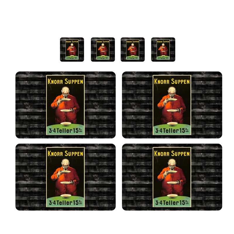 Individuales Reversibles set de 6 rectangular 41*27 cm + 6 Portavasos Sancta