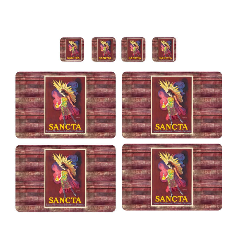 Individuales Reversibles set de 6 rectangular 41*27 cm + 6 Portavasos Sancta