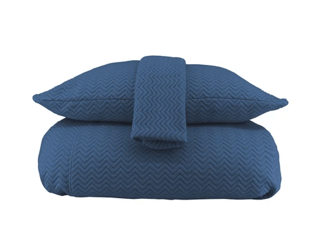 Cozy Santorini Azul Zigzag duvet set with a modern grainy zigzag texture, bringing sophistication to your bedroom.