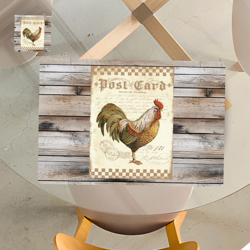 Individuales Reversibles set de 6 rectangular 41*27 cm + 6 Portavasos Post Card