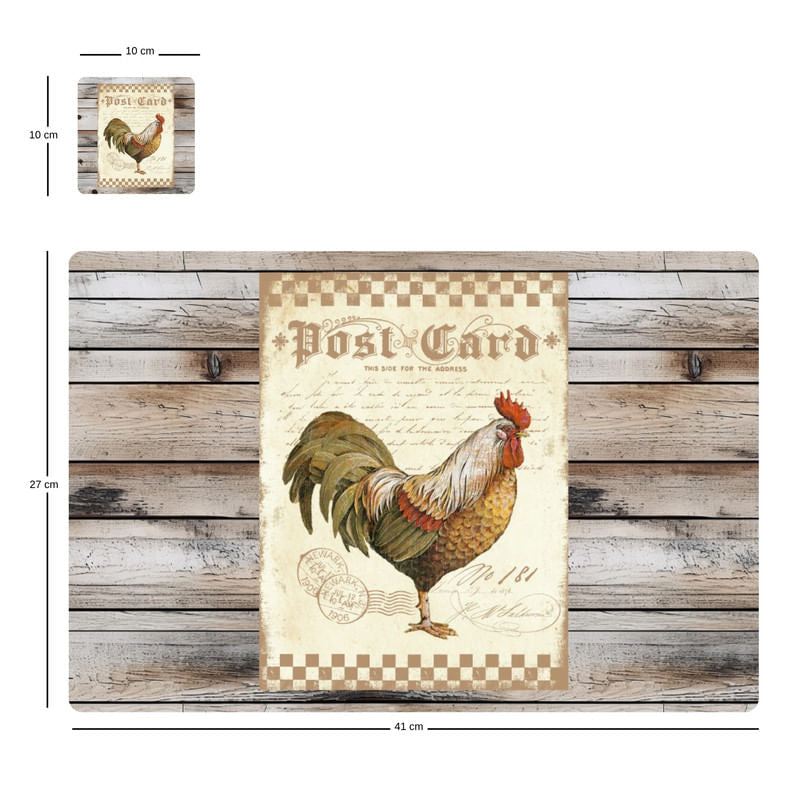 Individuales Reversibles set de 6 rectangular 41*27 cm + 6 Portavasos Post Card