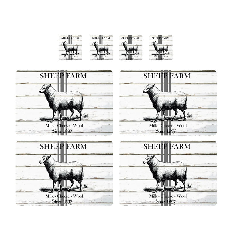 Individuales Reversibles set de 6 rectangular 41*27 cm + 6 Portavasos Post Card