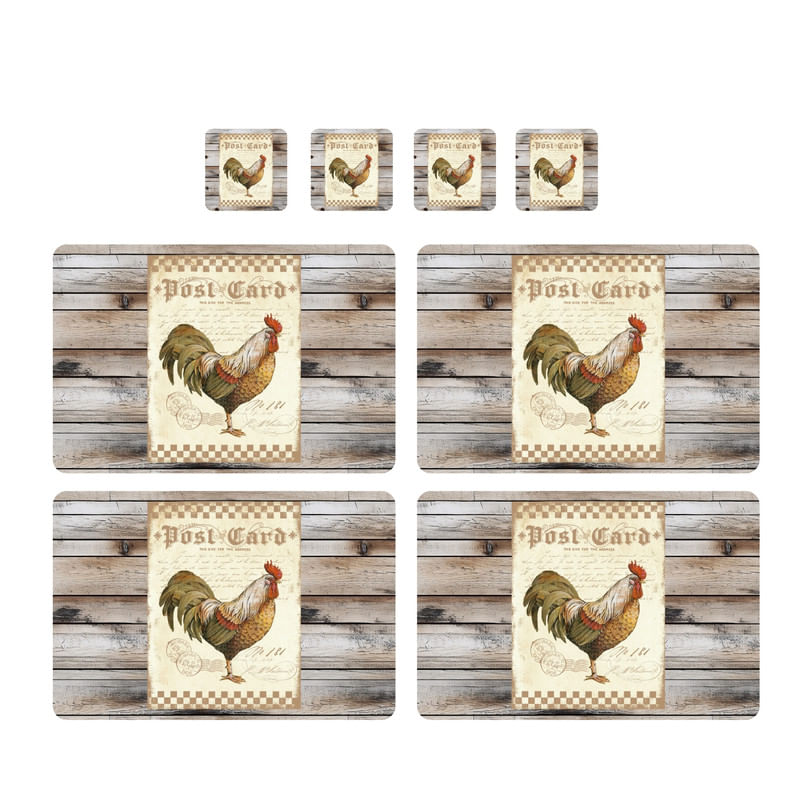 Individuales Reversibles set de 6 rectangular 41*27 cm + 6 Portavasos Post Card
