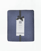 Elegant Santorini Azul Zigzag duvet set with a modern grainy texture and chic zigzag pattern, adding sophistication to your bedroom.