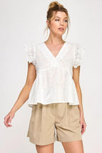 Blusa Available Mangas Cortas Lisa Encaje Para Damas by Available
