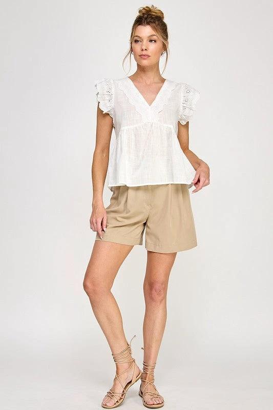 Blusa Available Mangas Cortas Lisa Encaje Para Damas by Available
