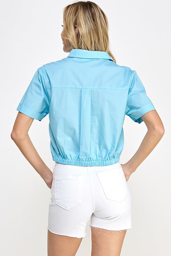 Blusa Rubienn Mangas Cortas Punto de Cruz para Damas