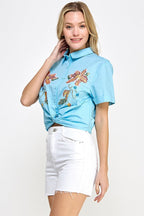 Blusa Rubienn Mangas Cortas Punto de Cruz para Damas