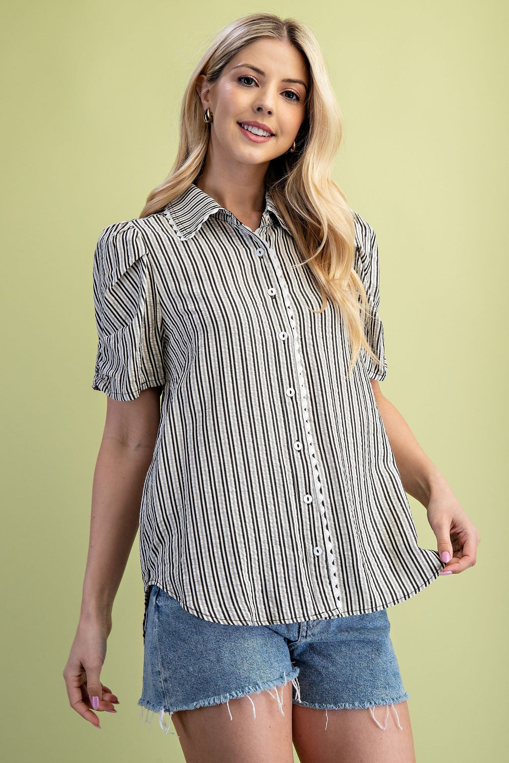 Blusa Gigio Mangas Cortas Rayas para Damas