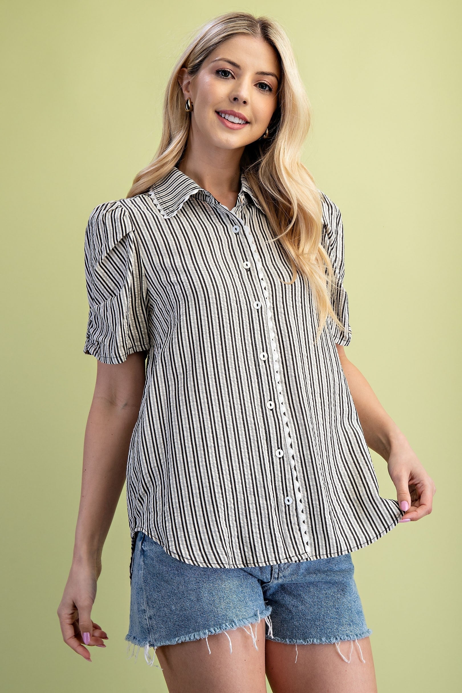 Blusa Gigio Mangas Cortas Rayas para Damas
