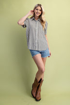 Blusa Gigio Mangas Cortas Rayas para Damas