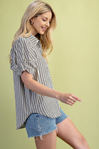 Blusa Gigio Mangas Cortas Rayas para Damas