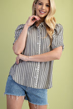 Blusa Gigio Mangas Cortas Rayas para Damas