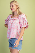 Blusa Gigio Mangas Cortas Estampado para Damas