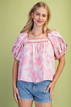 Blusa Gigio Mangas Cortas Estampado para Damas