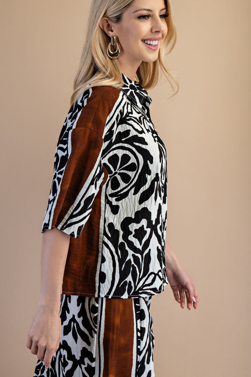 Blusa Gigio Mangas Cortas Estampado para Damas