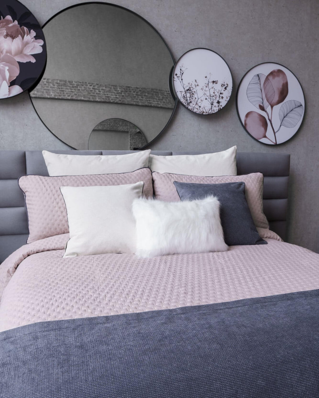 Elegant Toronto Rosa duvet cover set with modern quilting and a soft, decorative finish, perfect for brightening any bedroom.