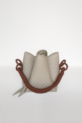 Tulip Mini Bucket Bag, Off-white & Brandy