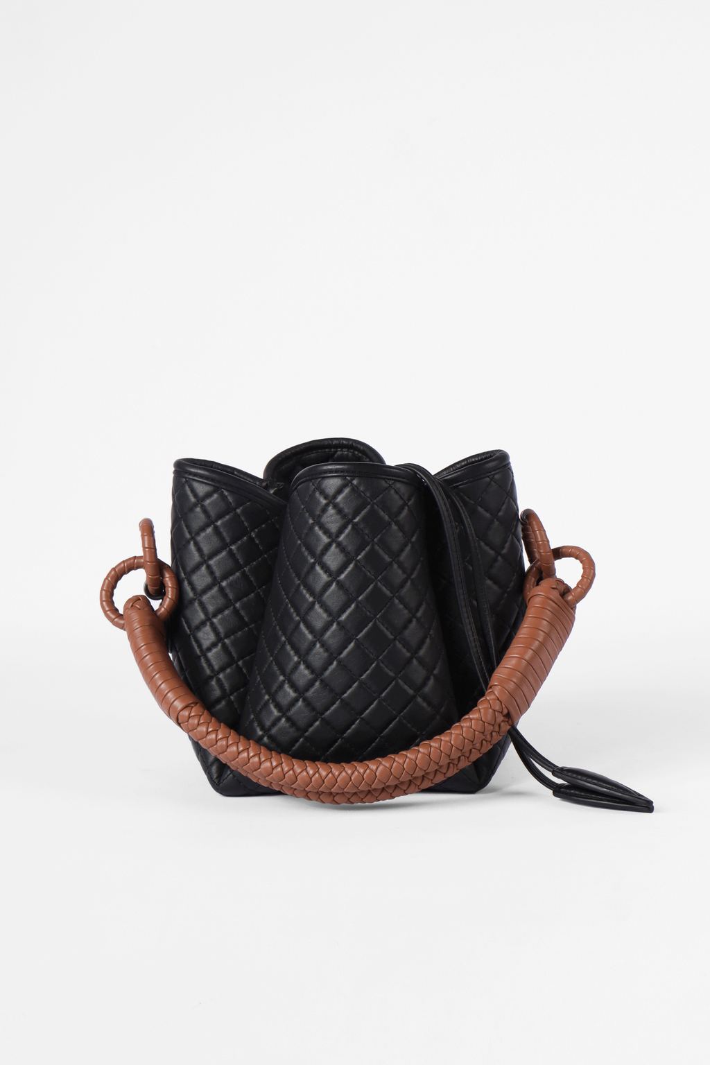 Tulip Mini Bucket Bag, Black & Brandy