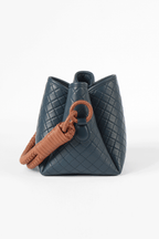 Tulip Mini  Bucket Bag, Navy Blue & Brandy