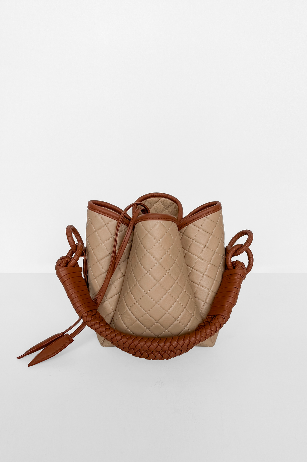 Tulip Mini Bucket Bag, Cappuccino & Brandy