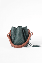 Tulip Mini Bucket Bag, Green & Brandy